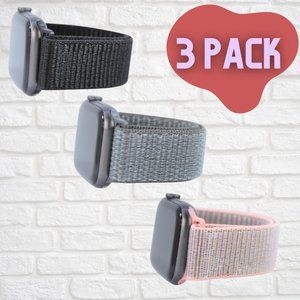 Nylon Sport Loop 3 Pack - White, Black Pink & Army Green